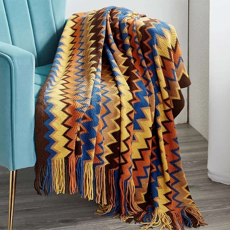 Bohemian Knitted throw blanket