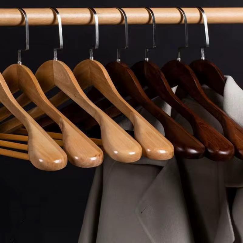 Wide Wooden Hangers (10 Pack)Glossy Finish Non slip Wooden Hangers