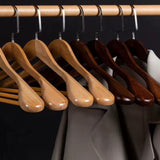 Wide Wooden Hangers (10 Pack)Glossy Finish Non slip Wooden Hangers