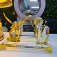 Gold Silver Bronze Metal Eagle with Globe Desktop Gift Crystal Pen Holder Set for Table Office Decoration