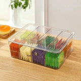Acrylic Tea Bag Organizer With cover and Compartment Divider box