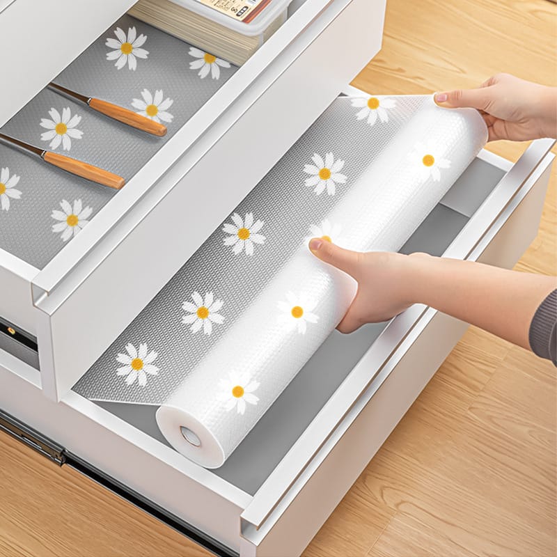 Daisy pattern Kitchen drawer liners oil proof moisture cupboard shelf liner mat