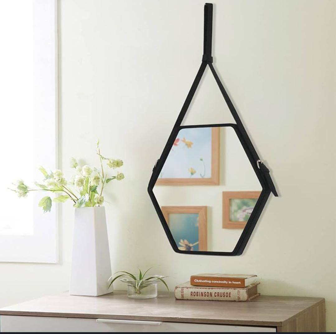 Hanging Wall Mirror Geometric Hexagon