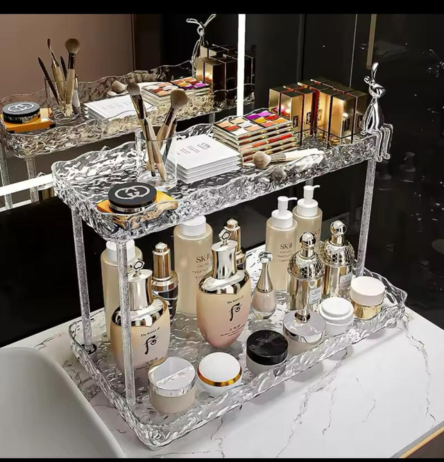 crystal-like makeup organizer.