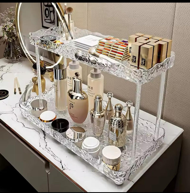 crystal-like makeup organizer.