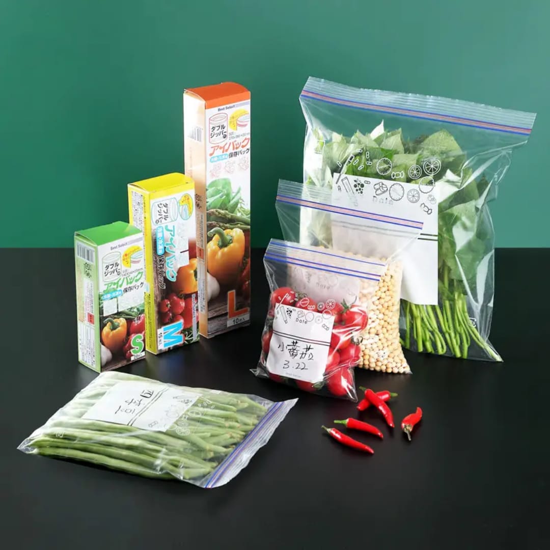Reusable Food Storage Bags Plastic Ziplock Bags Leakproof Freezer Bags Fridge Storage Container For Meat Fruit Veggies