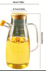 Glass Oil Bottle with Bamboo Lid 1000ml