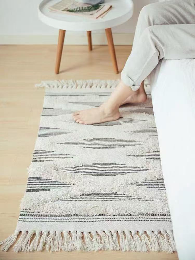Bohemian Nordic style bedroom rug with tassels 60*120cm