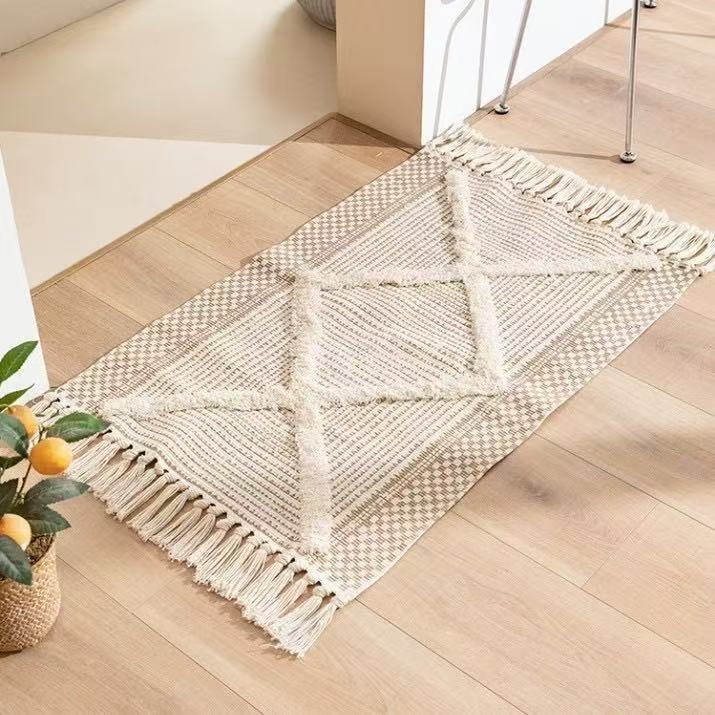 Bohemian Nordic style bedroom rug with tassels 60*120cm