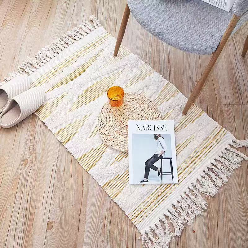 Bohemian Nordic style bedroom rug with tassels 60*120cm