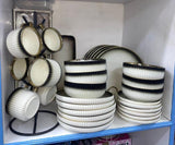 32pcs white-brown/black Dinnerset