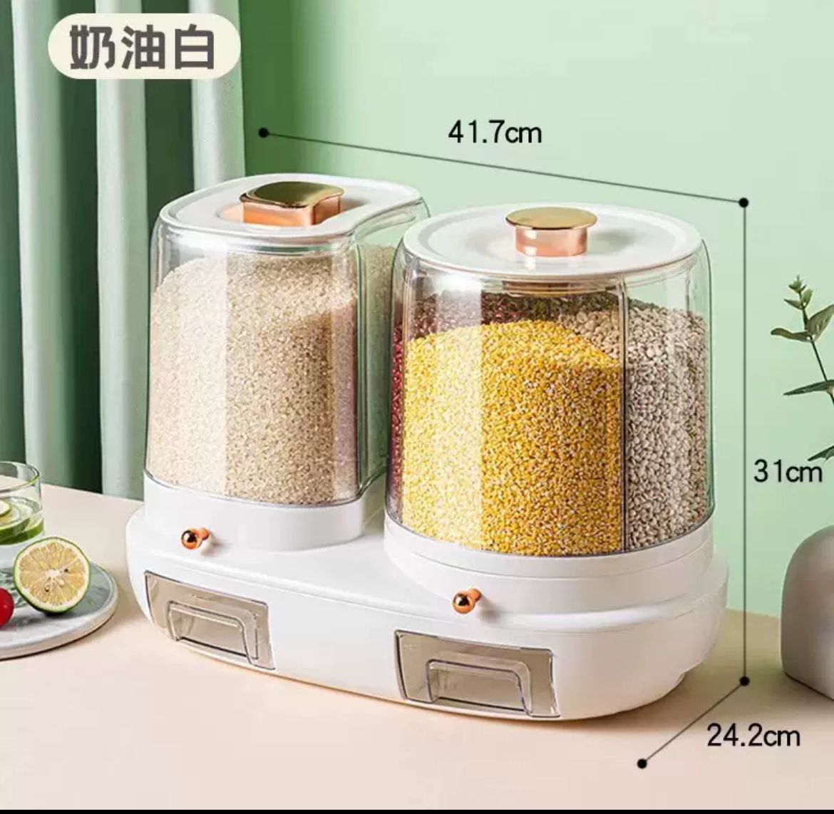Rotatable grain storage box with compartments