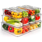 BPA-Free Stackable acrylic Fridge Organizer Bins with Lids 7 pcs