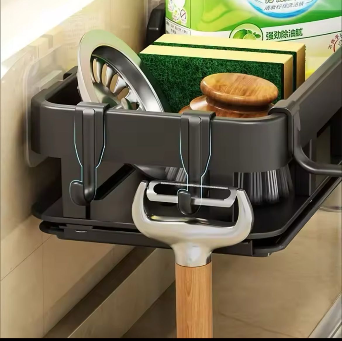 Kitchen Sink Drain Rack Sponge with drain tray and cutlery holder