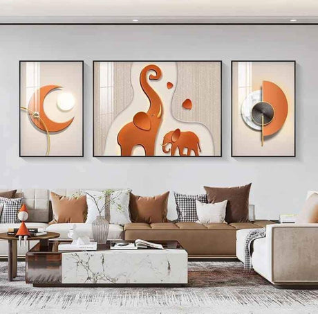 3PC/SET CRYSTAL PORCELAIN PAINTING WITH ALUMINIUM FRAME