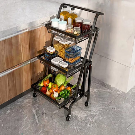 Three layer foldable metallic Rack