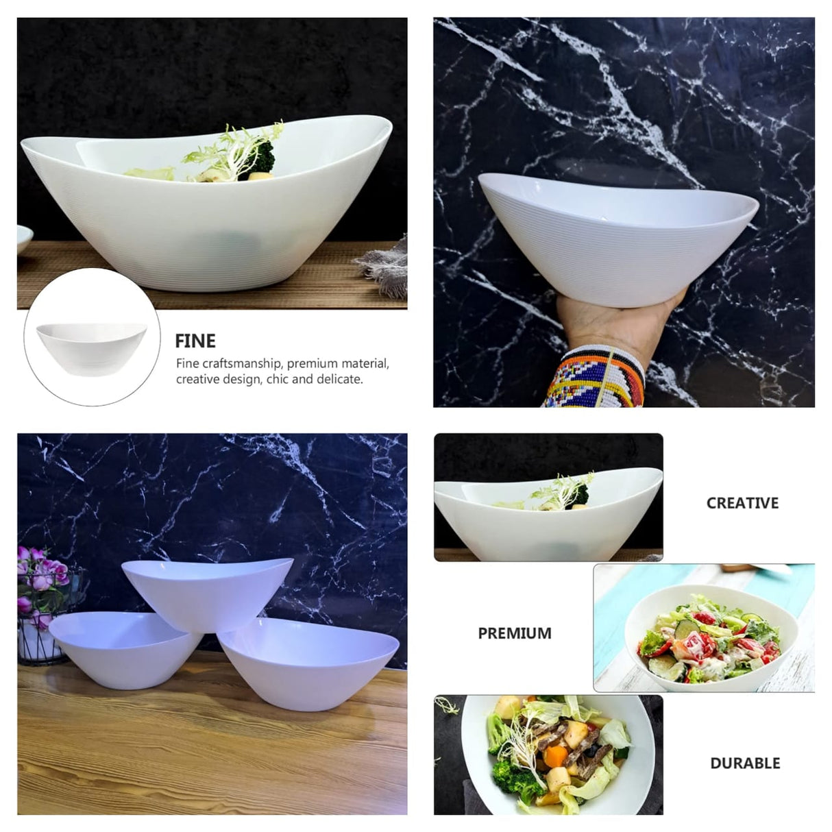 Salad/serving Bowls textured outer/oval Bowls
