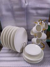 24pc Ceramic White Round Dinner Set 