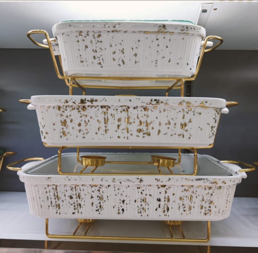 White gold  Ceramic chaffing dish