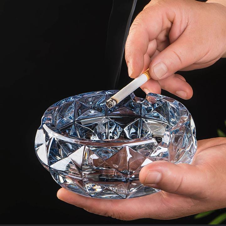 Silver Round Glass Ash tray