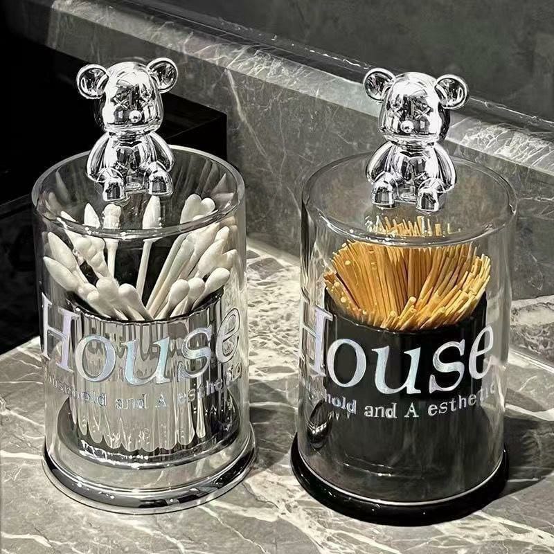 Cute bear Toothpick / cotton swab / Earbud Box

