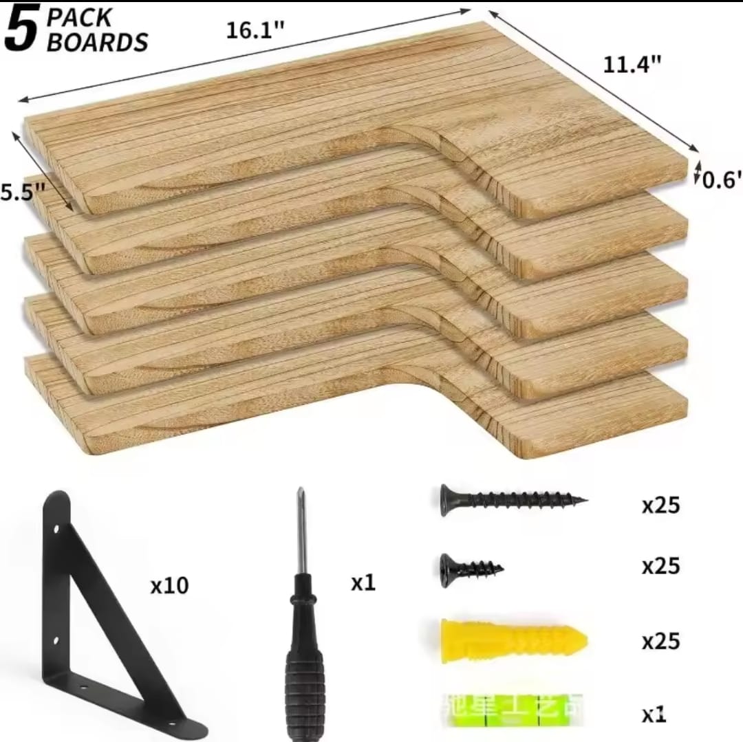 5 in 1 Rustic Wood Floating Shelves