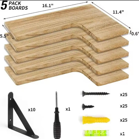 5 in 1 Rustic Wood Floating Shelves