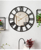 Large Modern Metal Wall Clock Rustic Silent Horloge Murale Battery Operated Roman Numerals Clocks for Home Living Room Bedroom Kitchen Wall Decor 50cm