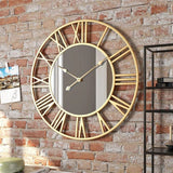 Large Modern Metal Wall Clock Rustic Silent Horloge Murale Battery Operated Roman Numerals Clocks for Home Living Room Bedroom Kitchen Wall Decor 50cm