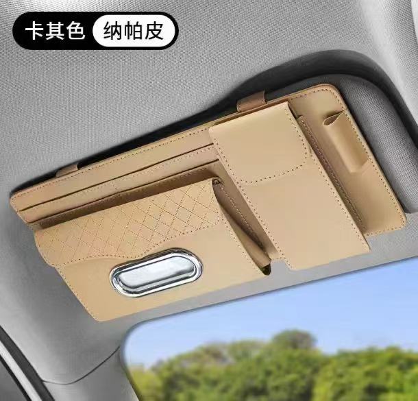 Multifunctional car Sun visor organizer storage bag with tissue Holder,pen holder, glasses case,documents holder