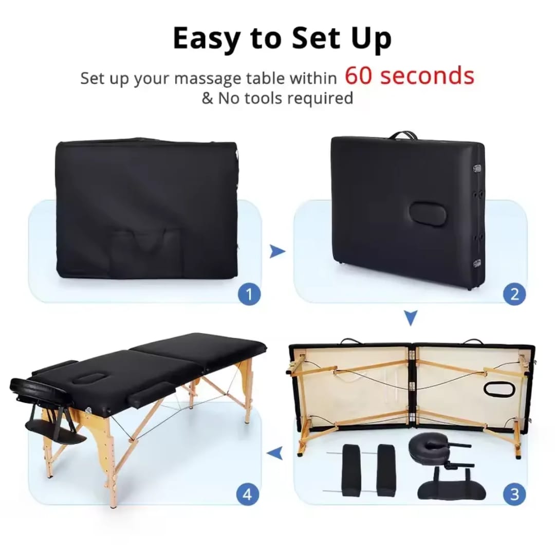 Massage Table 2 Folding Portable Massage Table lash bed Massage wooden Bed, professional 73 Inches Long Lash Bed Spa Bed Tattoo Table wooden with Carrying Case & facial cradle