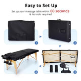 Massage Table 2 Folding Portable Massage Table lash bed Massage wooden Bed, professional 73 Inches Long Lash Bed Spa Bed Tattoo Table wooden with Carrying Case & facial cradle