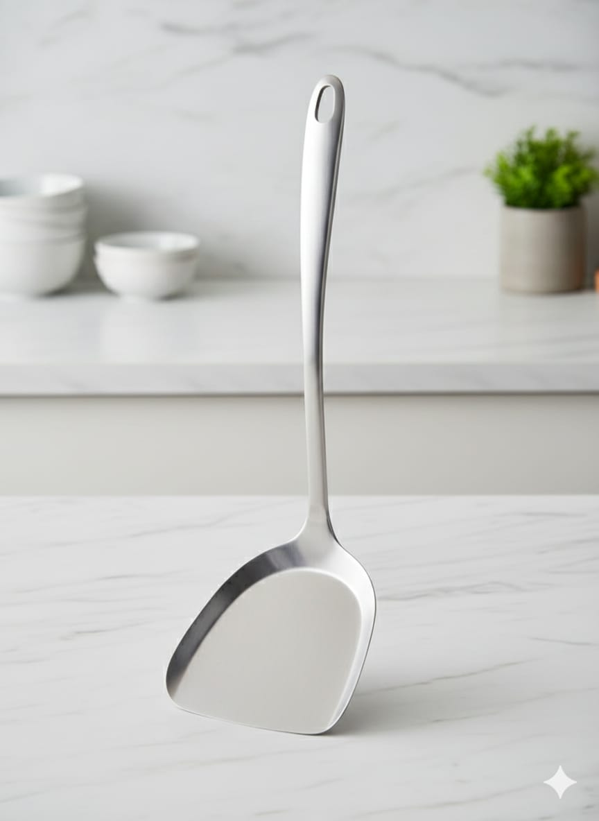 Steel serving spoon mayai flat