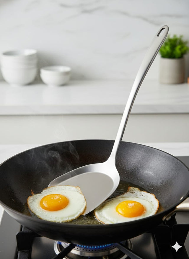 Steel serving spoon mayai flat