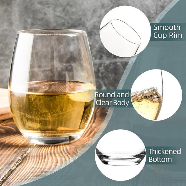 stemless glasses suitable for red or white wine, or other beverage 6pcs