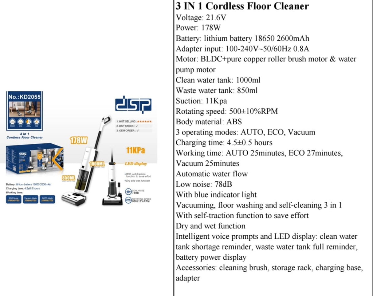 3 IN 1Cordless Floor Cleaner