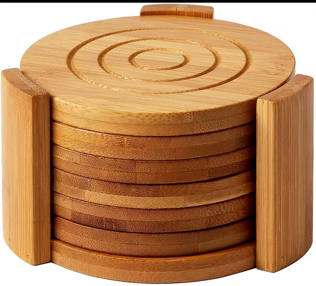 Round Bamboo Coaster Set 6PCS
