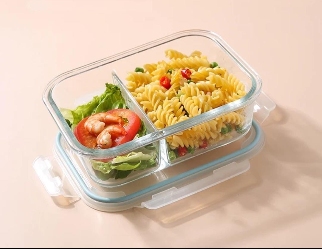 High borosilicate Glass food containers 
1050ml
✅Double partitioned
 ✅single
✅Tripple
Microwave friendly 