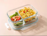 High borosilicate Glass food containers 
1050ml
✅Double partitioned
 ✅single
✅Tripple
Microwave friendly 