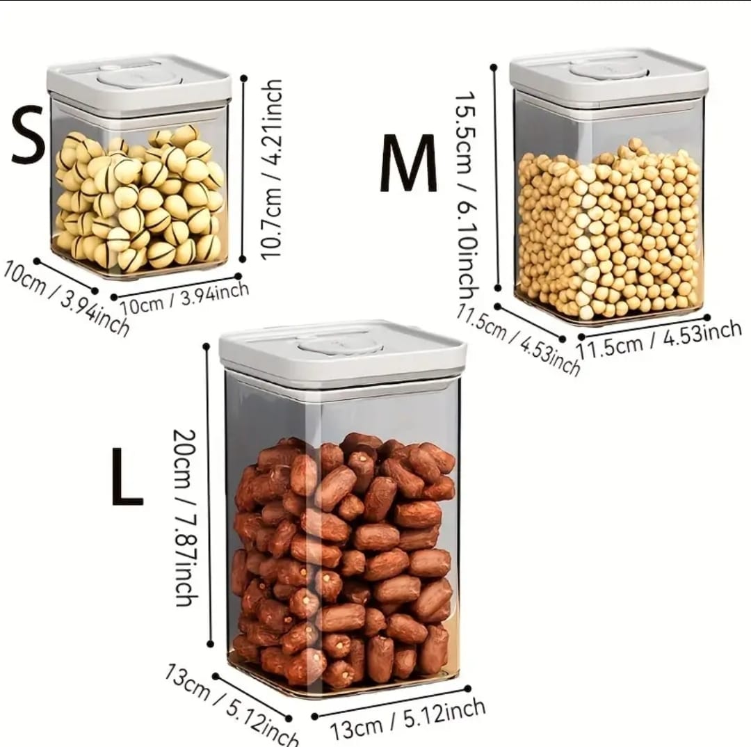 Airtight Press-to-Seal Food Storage Container with Lid  3pcs set