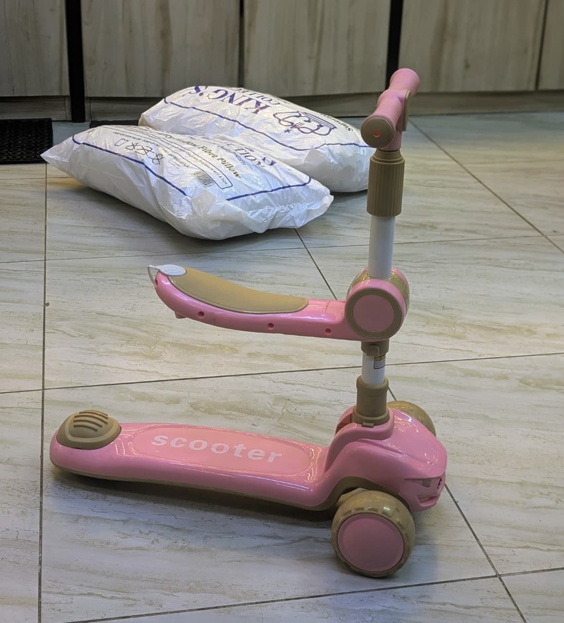 Kids’ Foldable Scooter with Seat – Musical, LED Lights &amp; Adjustable Design