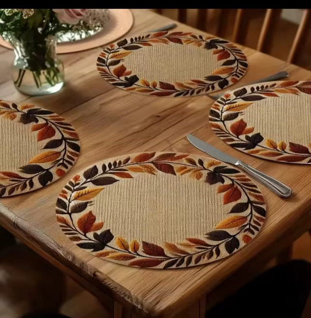 Falling Leaves Round Dining Table Placemats – 38cm