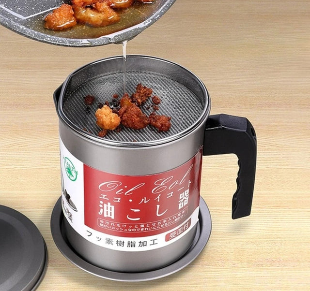 1.7L Oil Filter Jar with Fine Mesh Strainer