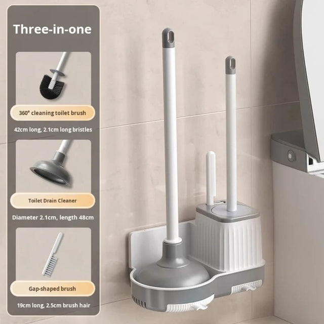 3-in-1 Toilet Brush & Plunger Set