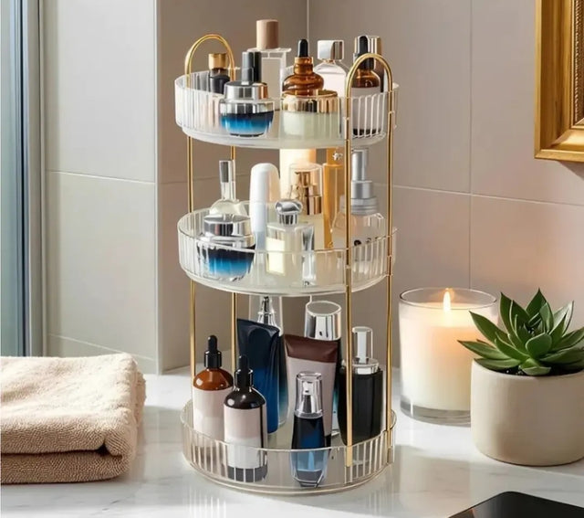360° Rotating 3 Tier Acrylic Cosmetic & Perfume Organizer Rack
