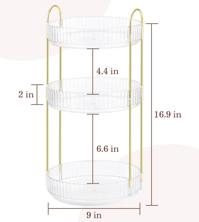 360° Rotating 3 Tier Acrylic Cosmetic & Perfume Organizer Rack