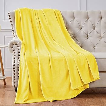 Sunshine Yellow Coral Fleece Throw Blanket – 6 × 6 ft