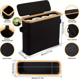 Bamboo Lid Slim Storage Basket 45×35×15cm