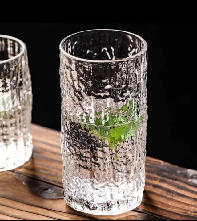 Heavy Borosilicate Patterned Glass 330ml 6pcs set