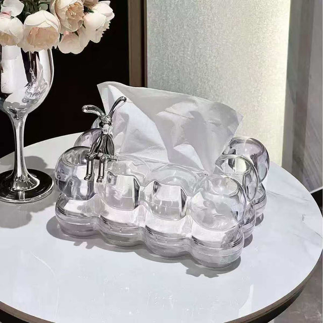 Bubble Acrylic Tissue Box Holder Bunny/Bow